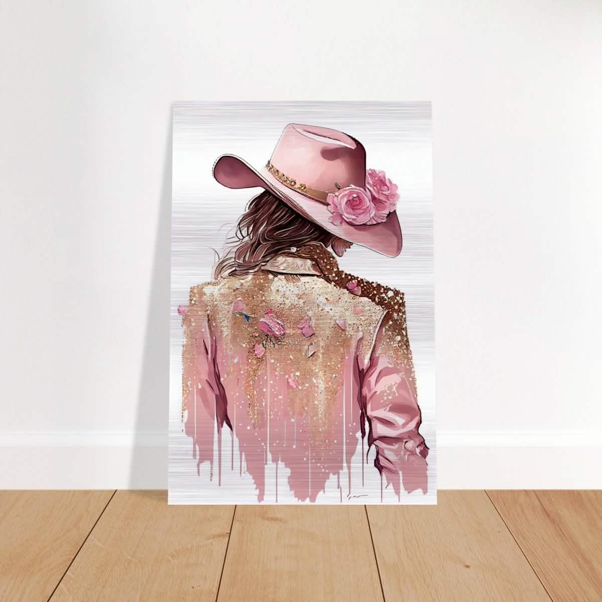 Rosé Reverie: The Western Muse | Modern contemporary wall art print - 50x75 cm / 20x30″ - Brushed Aluminum Print -