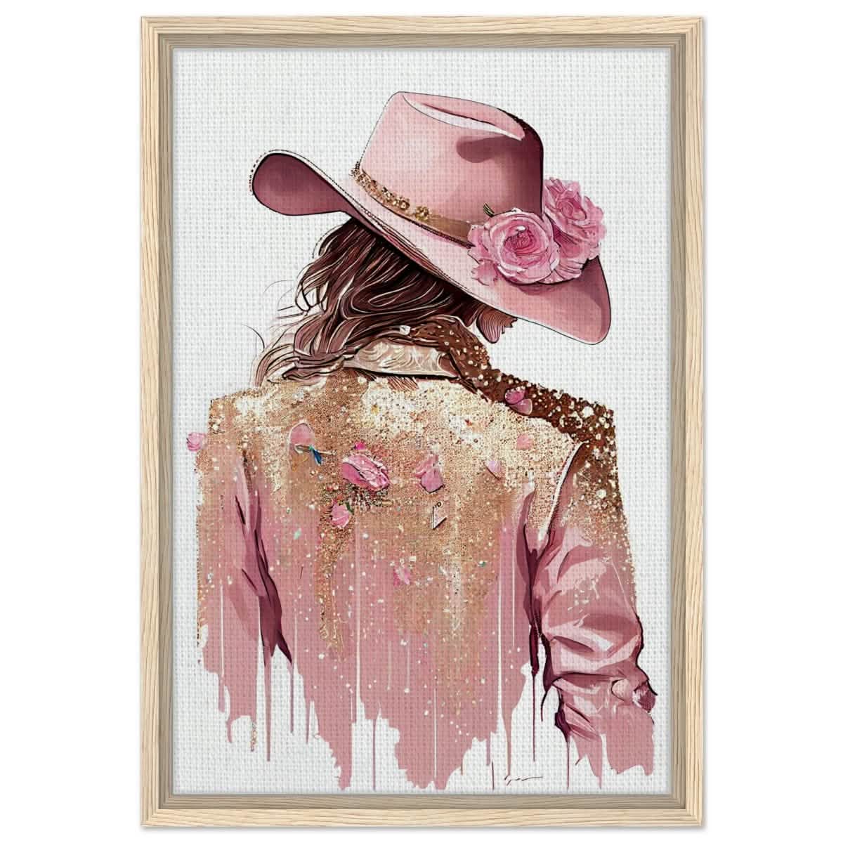 Rosé Reverie: The Western Muse | Modern contemporary wall art print - 40x60 cm / 16x24″ - Framed Canvas - Wood frame