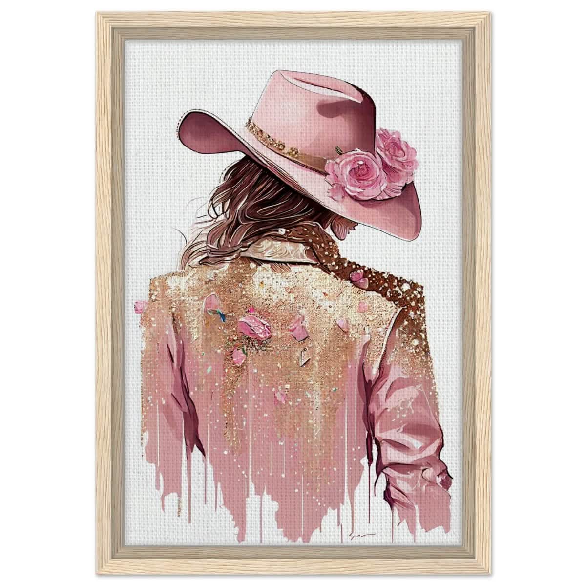 Rosé Reverie: The Western Muse | Modern contemporary wall art print - 30x45 cm / 12x18″ - Framed Canvas - Wood frame