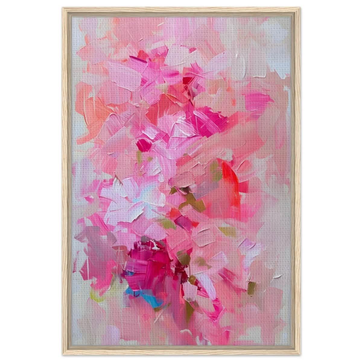 Rosy Reverie | Abstract Floral Expressionism | Abstract wall art rpint - Framed Canvas - 60x90 cm / 24x36″ - Wood frame