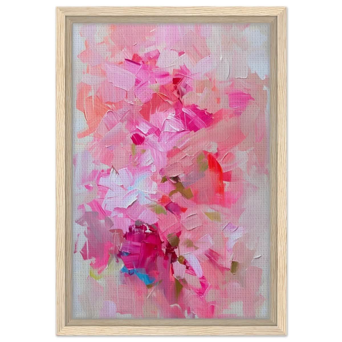 Rosy Reverie | Abstract Floral Expressionism | Abstract wall art rpint - Framed Canvas - 30x45 cm / 12x18″ - Wood frame