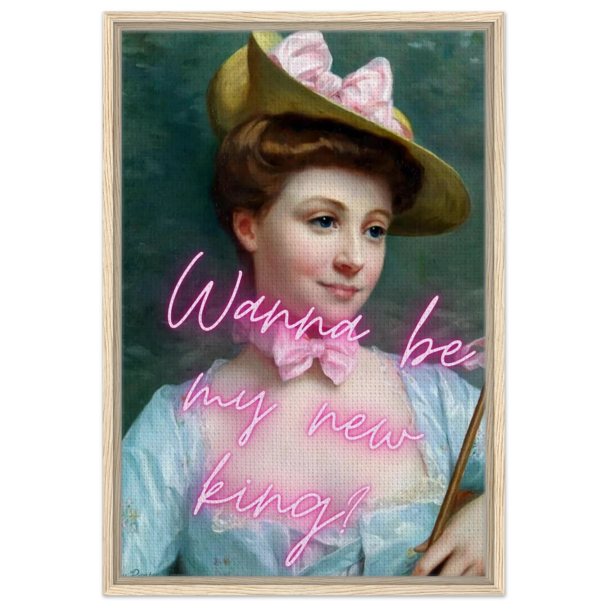 "Royal Flirt" – Neon Pop Romance | Wall Art Print - Framed Canvas - 50x75 cm / 20x30″ - Wood frame