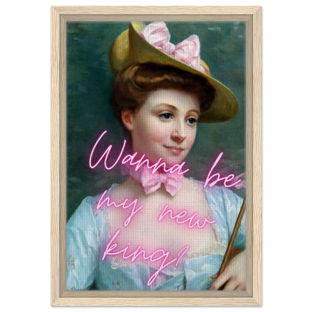 "Royal Flirt" – Neon Pop Romance | Wall Art Print - Framed Canvas - 30x45 cm / 12x18″ - Wood frame