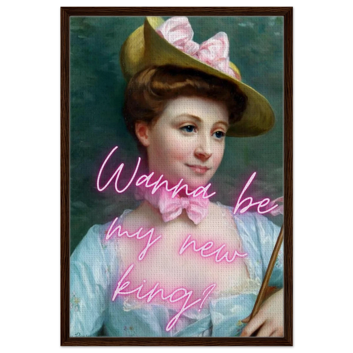 "Royal Flirt" – Neon Pop Romance | Wall Art Print - Framed Canvas - 60x90 cm / 24x36″ - Dark wood frame