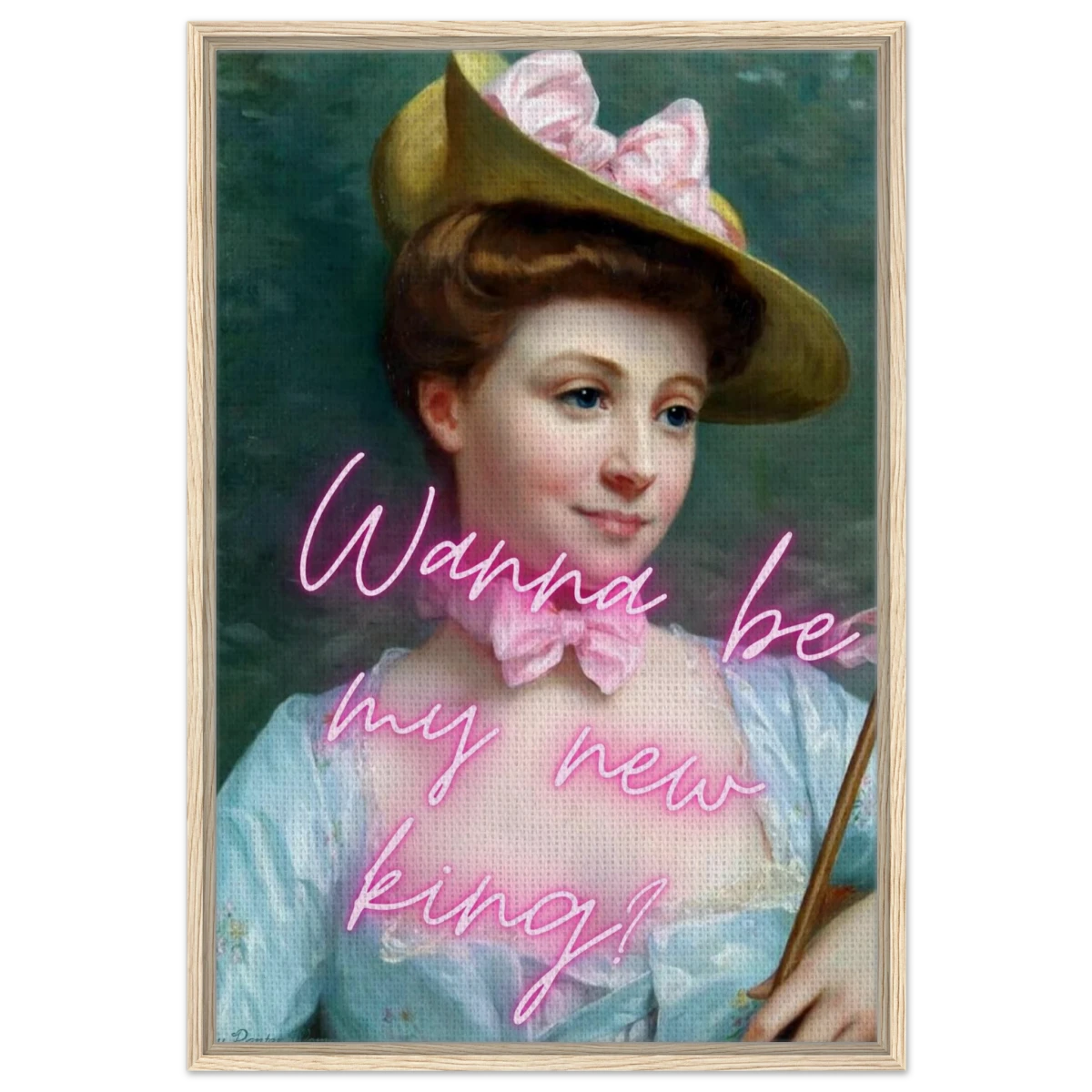 "Royal Flirt" – Neon Pop Romance | Wall Art Print - Framed Canvas - 60x90 cm / 24x36″ - Wood frame