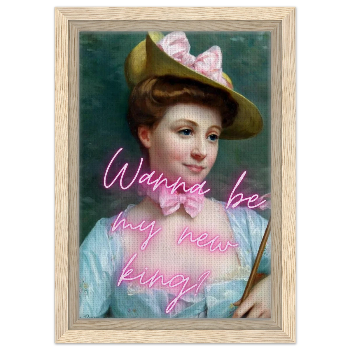 "Royal Flirt" – Neon Pop Romance | Wall Art Print - Framed Canvas - 20x30 cm / 8x12″ - Wood frame