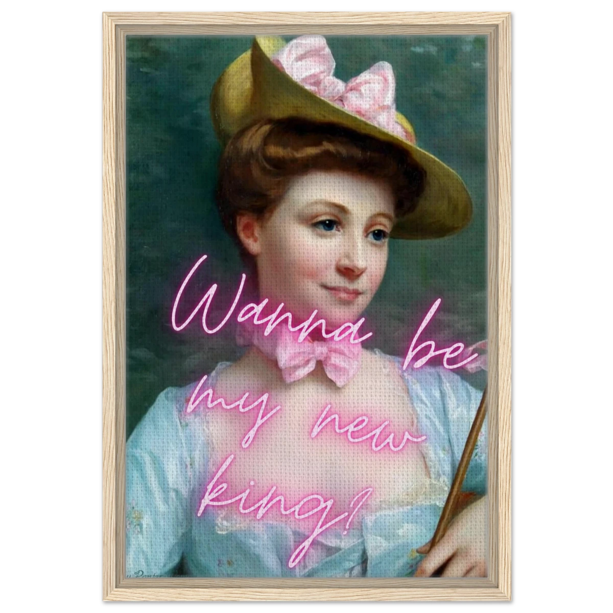 "Royal Flirt" – Neon Pop Romance | Wall Art Print - Framed Canvas - 40x60 cm / 16x24″ - Wood frame
