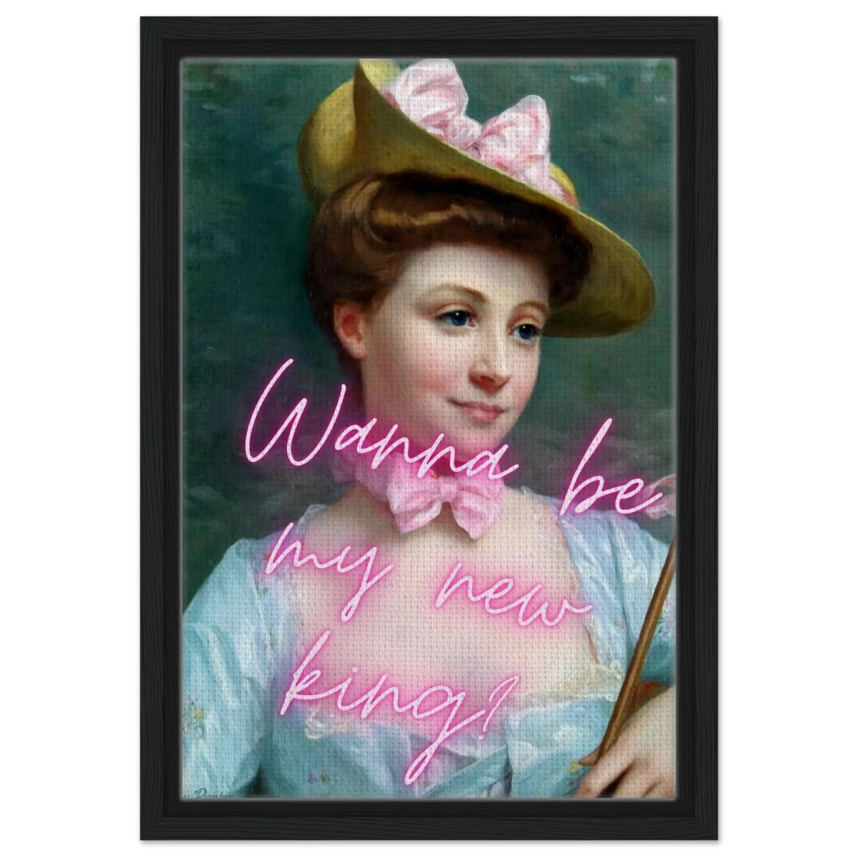 "Royal Flirt" – Neon Pop Romance | Wall Art Print - Framed Canvas - 30x45 cm / 12x18″ - Black frame