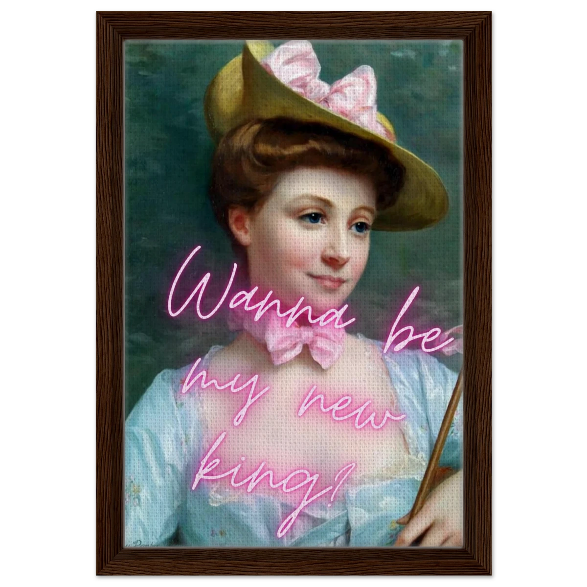 "Royal Flirt" – Neon Pop Romance | Wall Art Print - Framed Canvas - 30x45 cm / 12x18″ - Dark wood frame