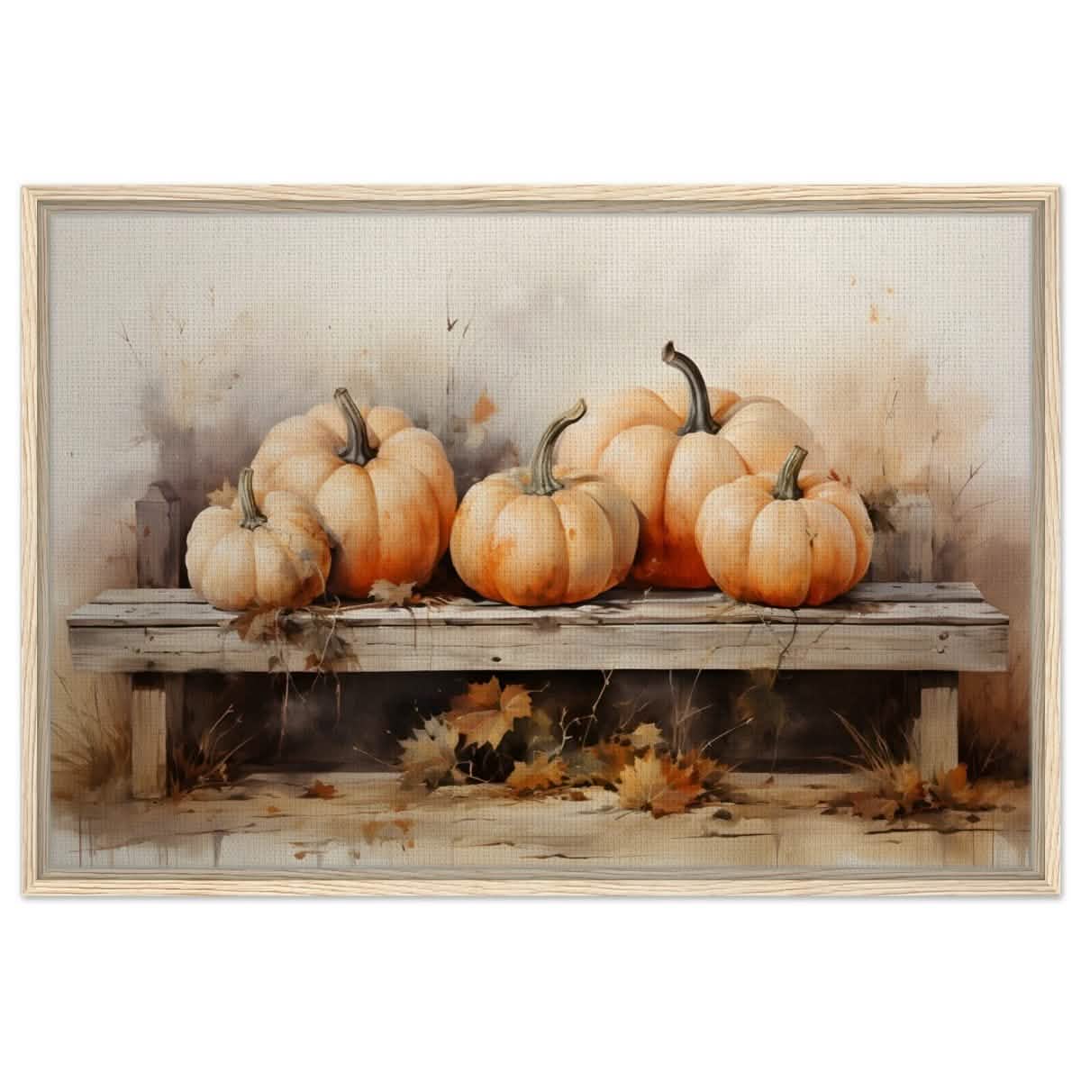Rustic Pumpkin Still Life | Nature Art wall art print - Framed Canvas - 60x90 cm / 24x36″ - Wood frame