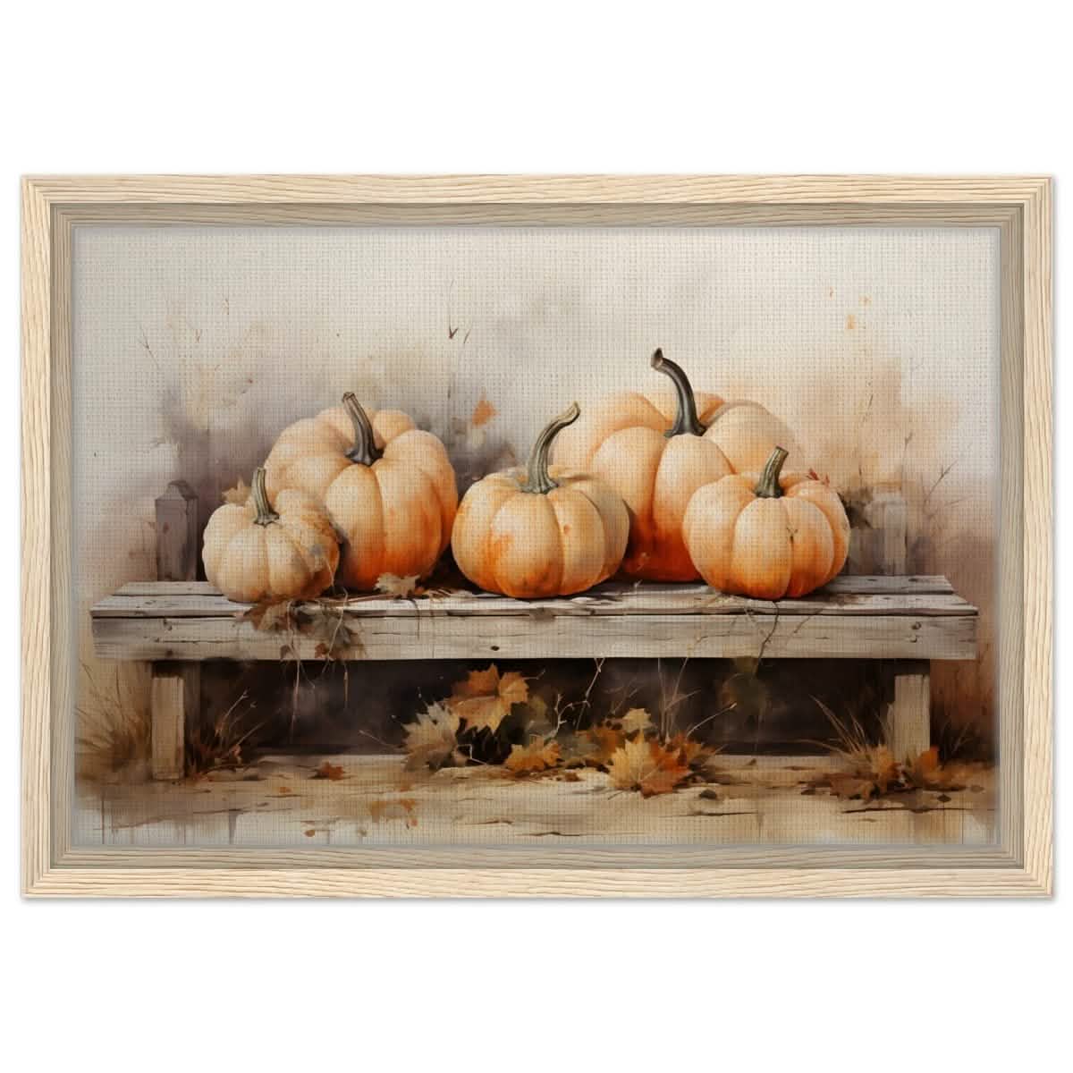 Rustic Pumpkin Still Life | Nature Art wall art print - Framed Canvas - 30x45 cm / 12x18″ - Wood frame