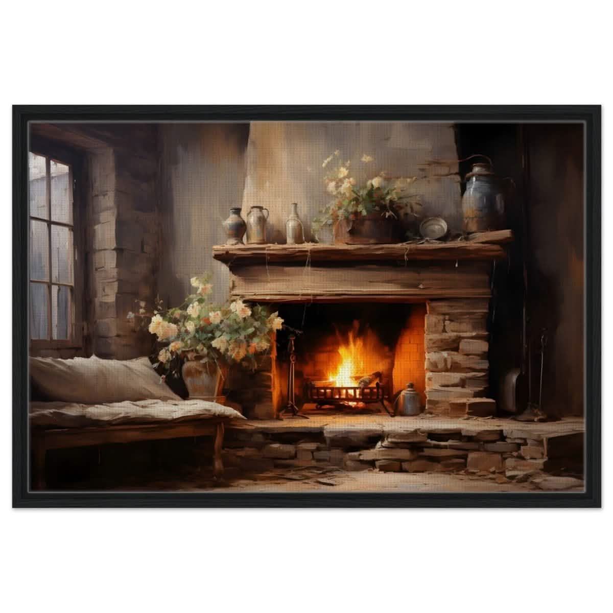 Rustic Retreat | Nature & City Art wall art print - Framed Canvas - 60x90 cm / 24x36″ - Black frame