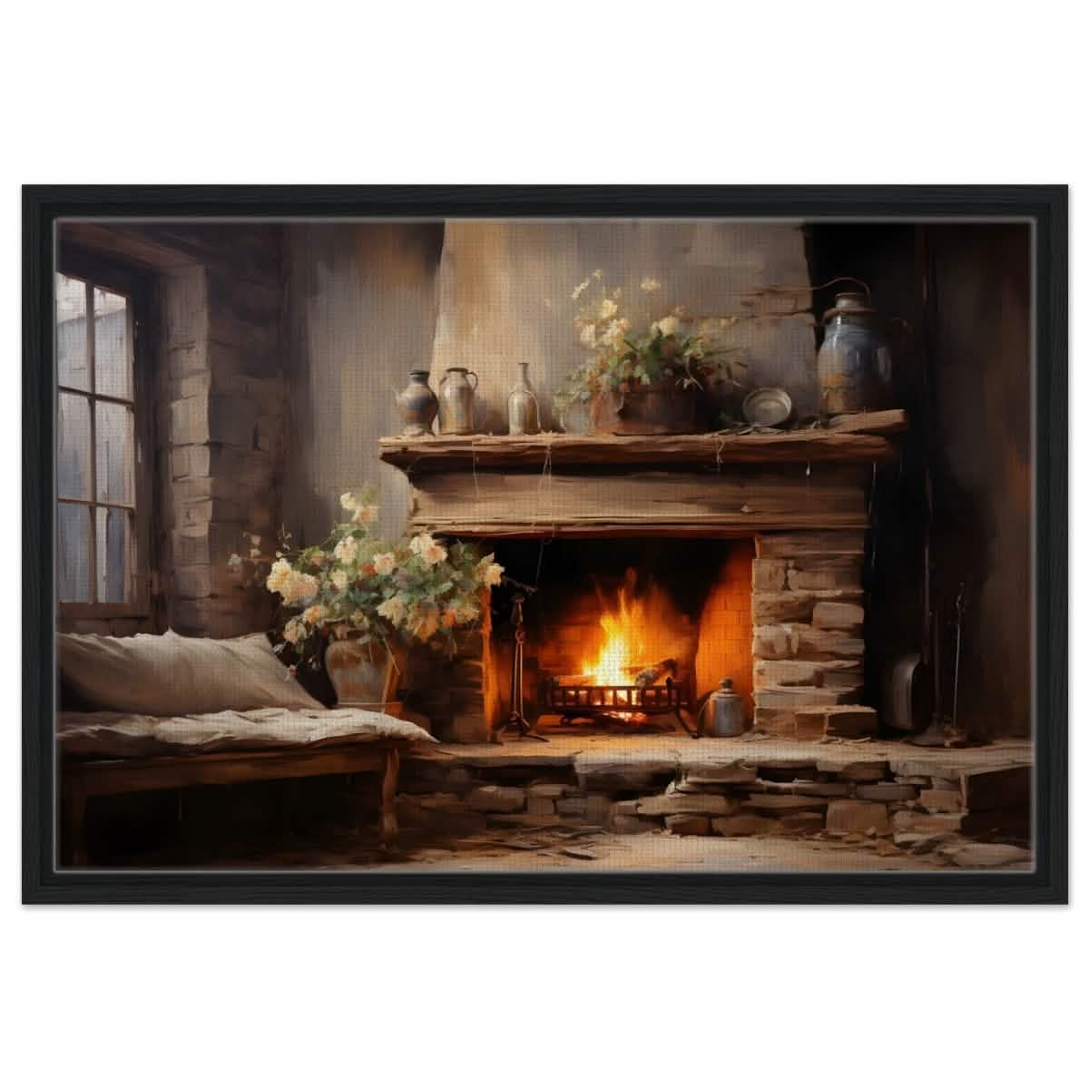 Rustic Retreat | Nature & City Art wall art print - Framed Canvas - 50x75 cm / 20x30″ - Black frame