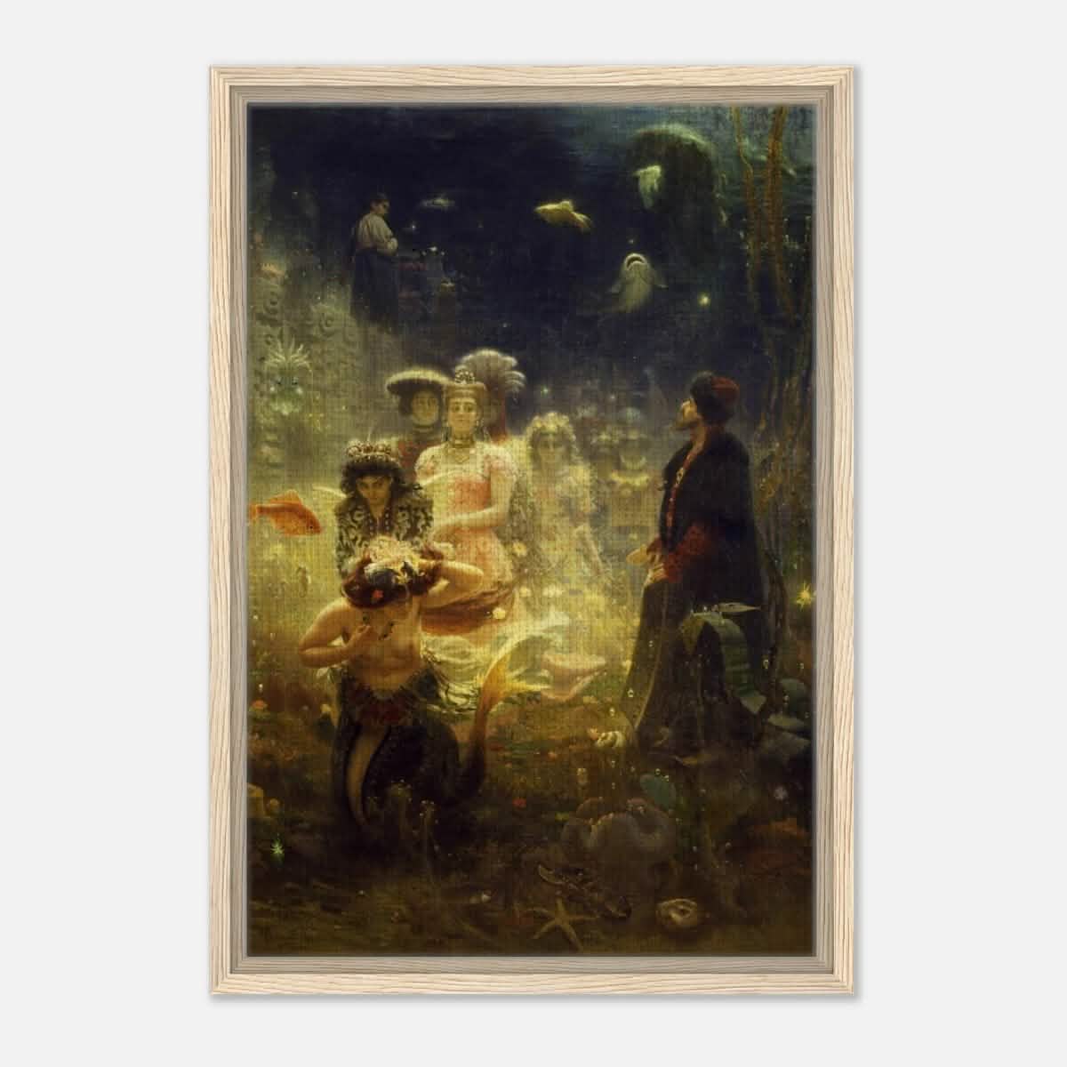 Sadko in the Underwater Kingdom 1875 by Ilya Repin | Vintage wall art print - Framed Canvas - 40x60 cm / 16x24″ - Wood frame