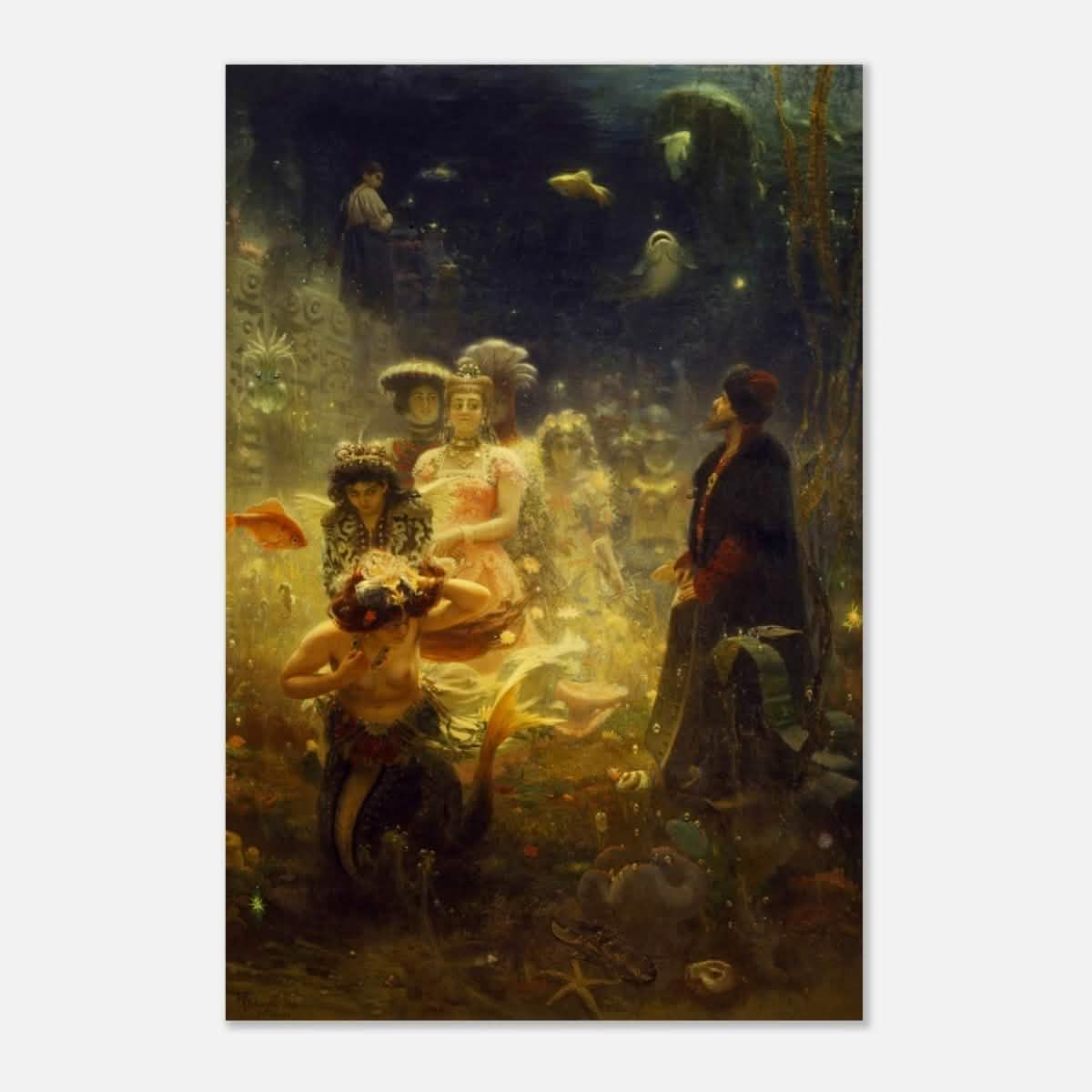 Sadko in the Underwater Kingdom 1875 by Ilya Repin | Vintage wall art print - Wood Prints - 40x60 cm / 16x24″ -