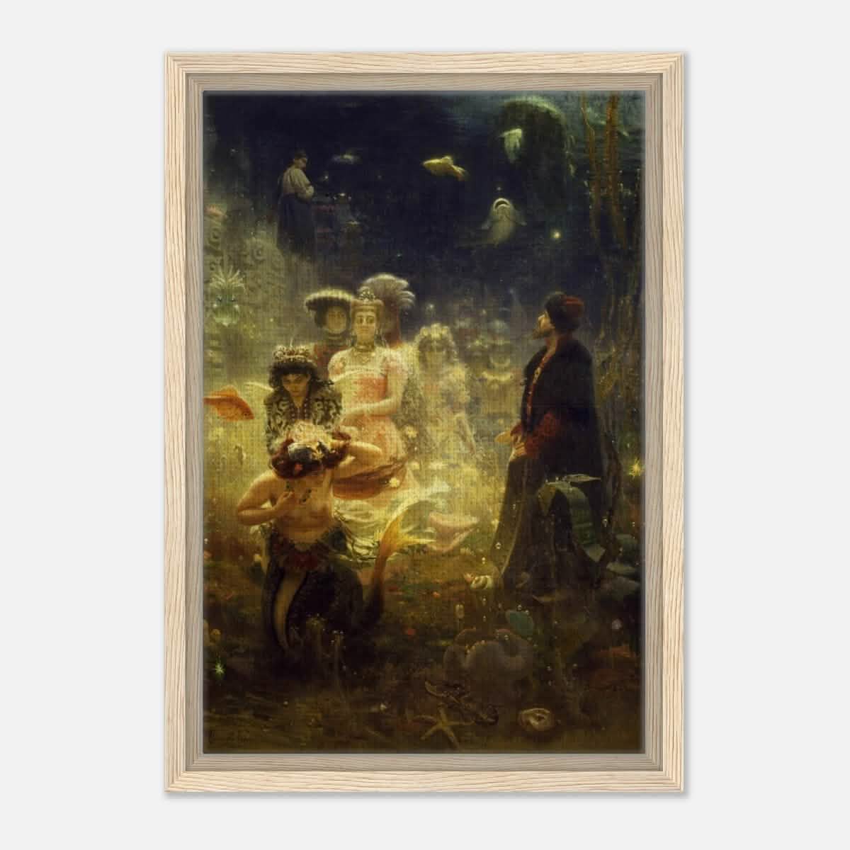 Sadko in the Underwater Kingdom 1875 by Ilya Repin | Vintage wall art print - Framed Canvas - 30x45 cm / 12x18″ - Wood frame