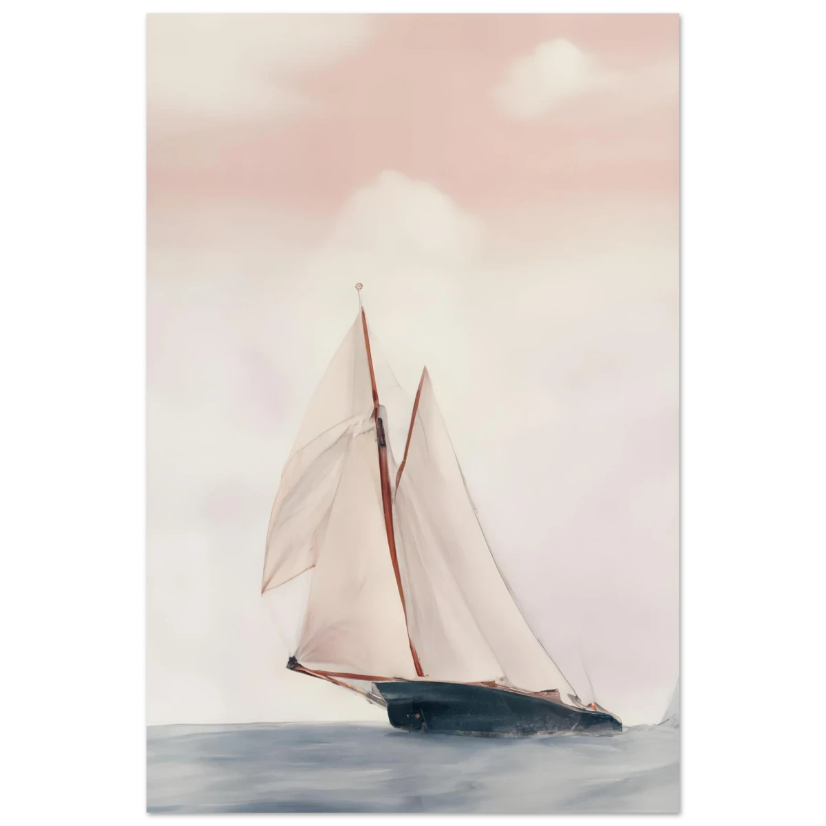 Sailboat at Sea – Nautical Seascape Wall Art Print - Fine Art Poster - 40x60 cm / 16x24″ -