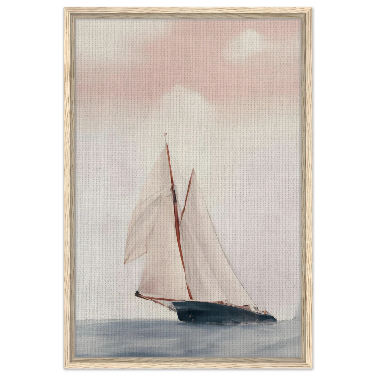 Sailboat at Sea – Nautical Seascape Wall Art Print - Framed Canvas - 50x75 cm / 20x30″ - Wood frame