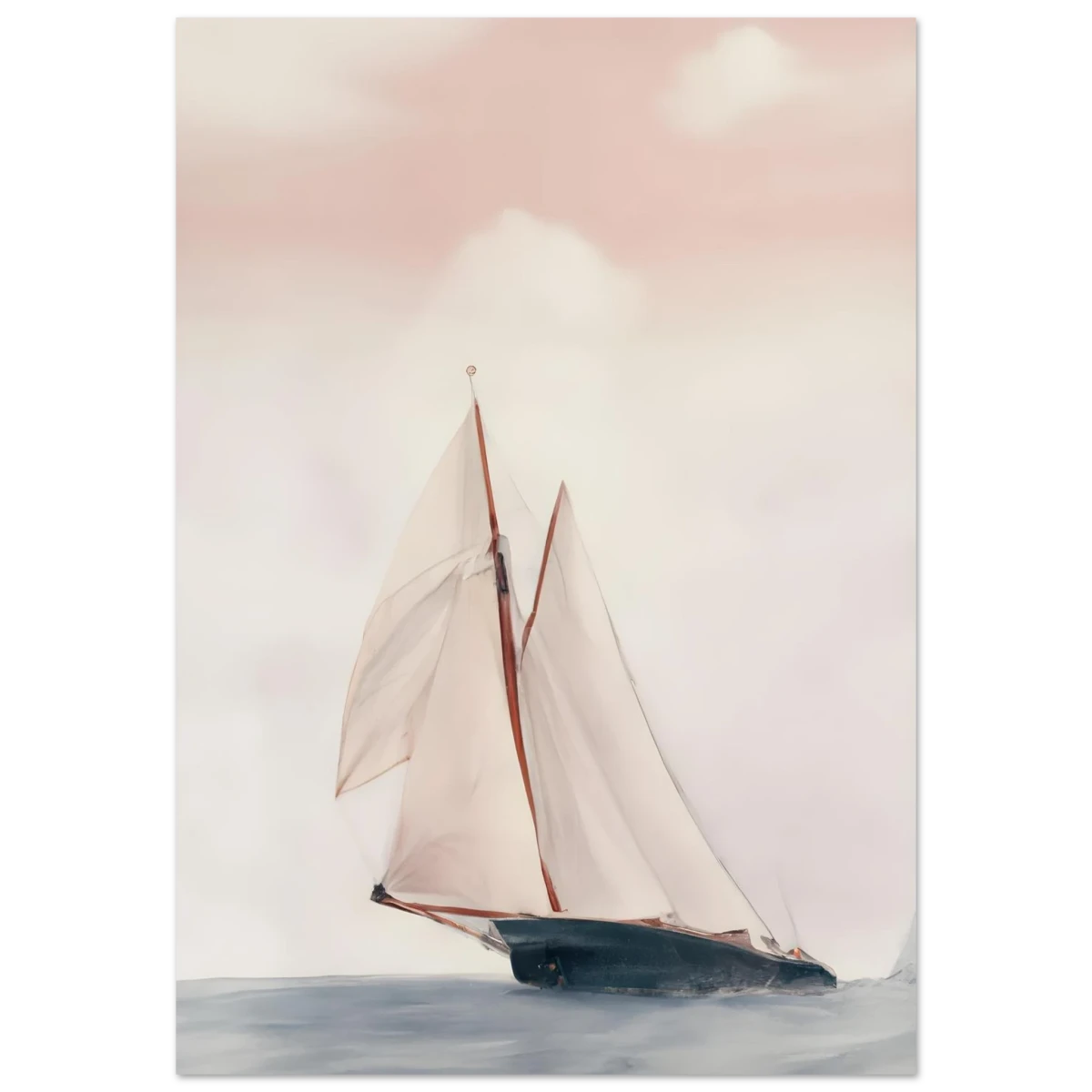 Sailboat at Sea – Nautical Seascape Wall Art Print - Fine Art Poster - 70x100 cm / 28x40″ -