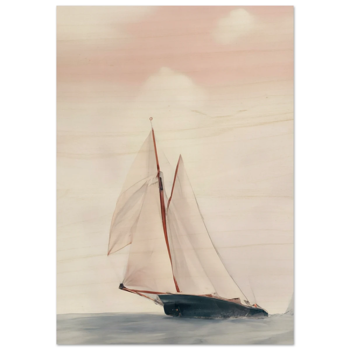 Sailboat at Sea – Nautical Seascape Wall Art Print - Wood Prints - 70x100 cm / 28x40″ -
