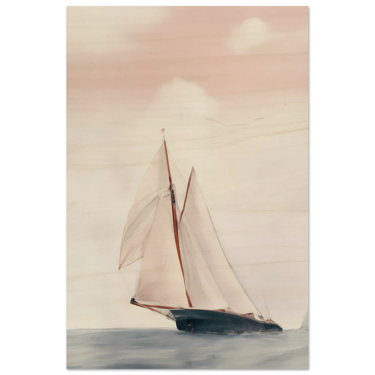 Sailboat at Sea – Nautical Seascape Wall Art Print - Wood Prints - 50x75 cm / 20x30″ -