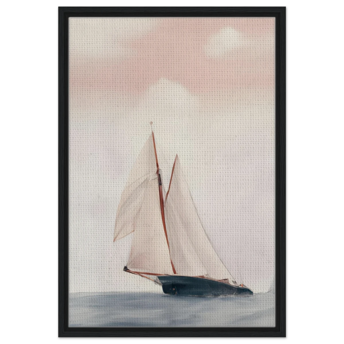 Sailboat at Sea – Nautical Seascape Wall Art Print - Framed Canvas - 50x75 cm / 20x30″ - Black frame
