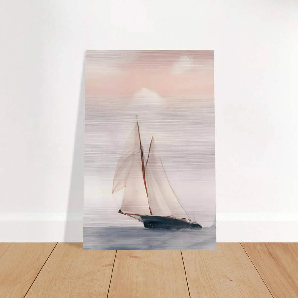 Sailboat at Sea – Nautical Seascape Wall Art Print - Brushed Aluminum Print - 20x30 cm / 8x12″ -