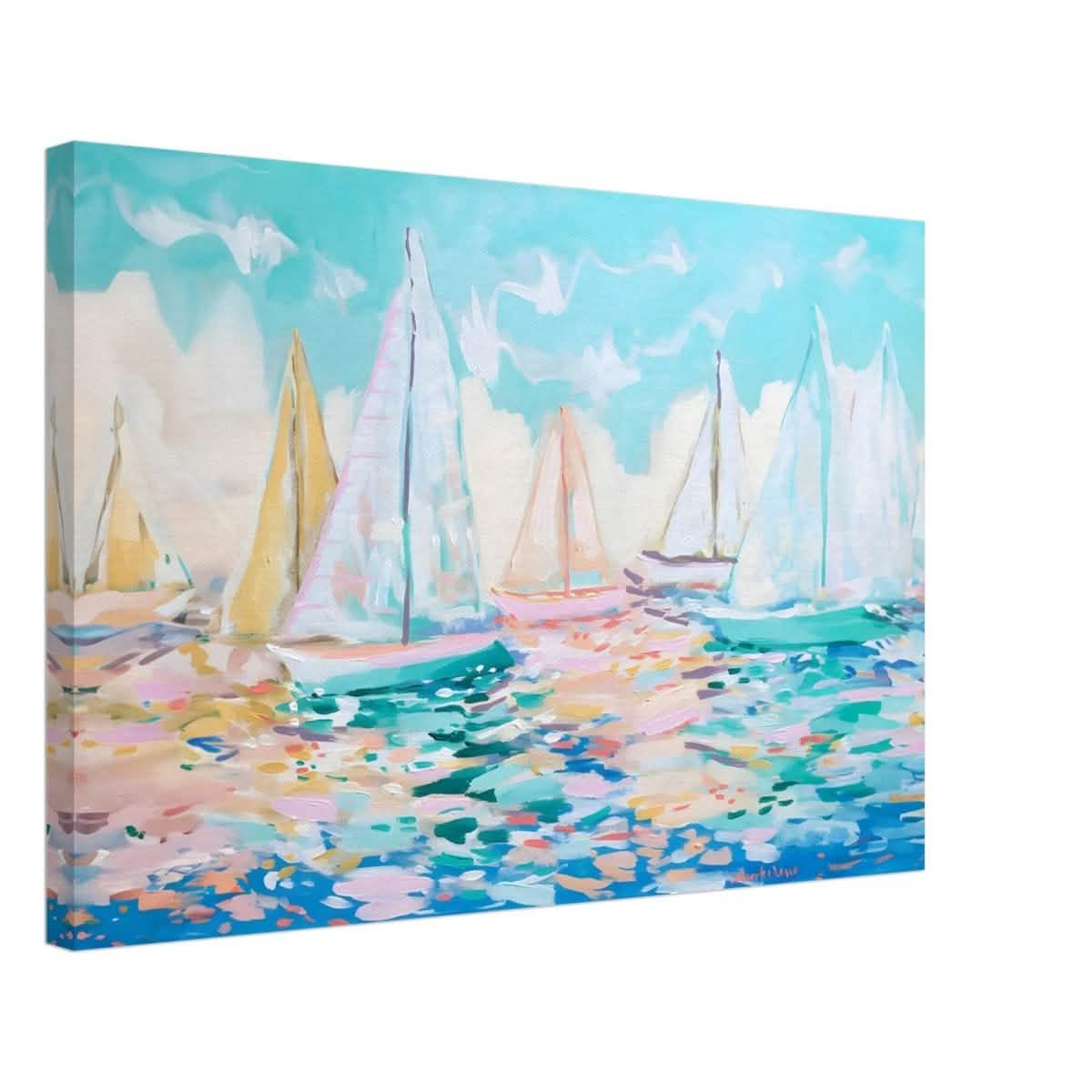 Sailboats in Harmony | Abstract Nautical Scene | Seascape Painting | wall art Print - Canvas - 40x60 cm / 16x24″ -