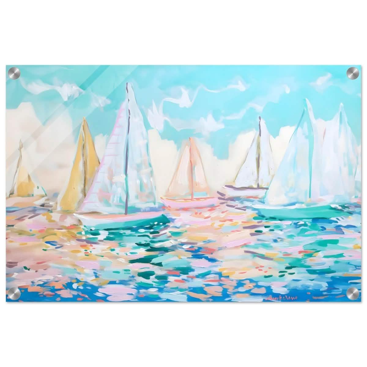 Sailboats in Harmony | Abstract Nautical Scene | Seascape Painting | wall art Print - Acrylic Print - 40x60 cm / 16x24″ -