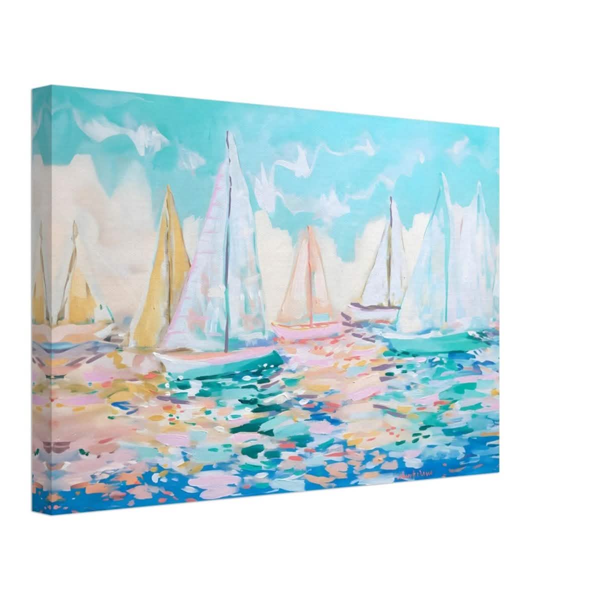Sailboats in Harmony | Abstract Nautical Scene | Seascape Painting | wall art Print - Canvas - 30x45 cm / 12x18″ -