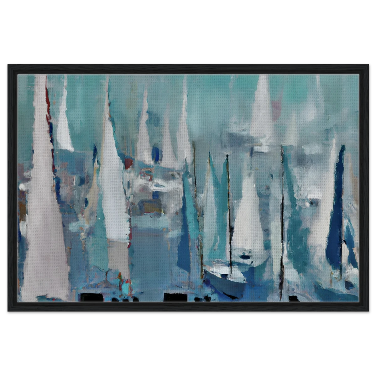 "Sailing Dreams" – An Abstract Nautical Masterpiece | Wall art print - Framed Canvas - 60x90 cm / 24x36″ - Black frame
