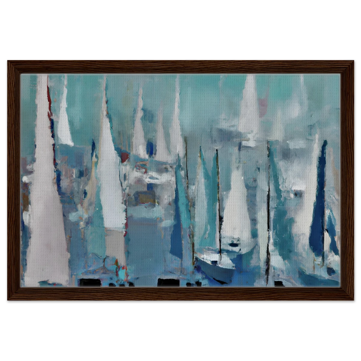 "Sailing Dreams" – An Abstract Nautical Masterpiece | Wall art print - Framed Canvas - 40x60 cm / 16x24″ - Dark wood frame