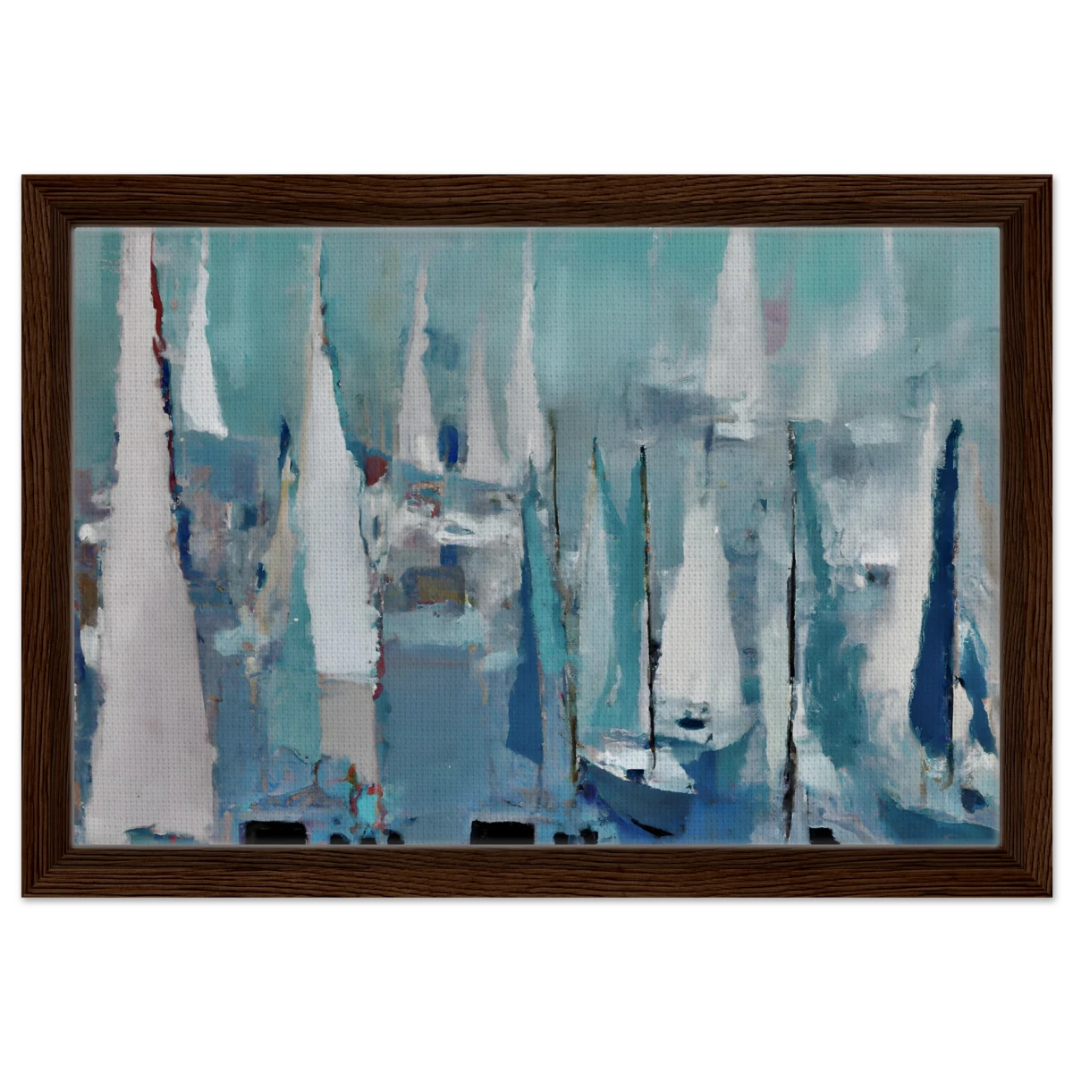 "Sailing Dreams" – An Abstract Nautical Masterpiece | Wall art print - Framed Canvas - 30x45 cm / 12x18″ - Dark wood frame