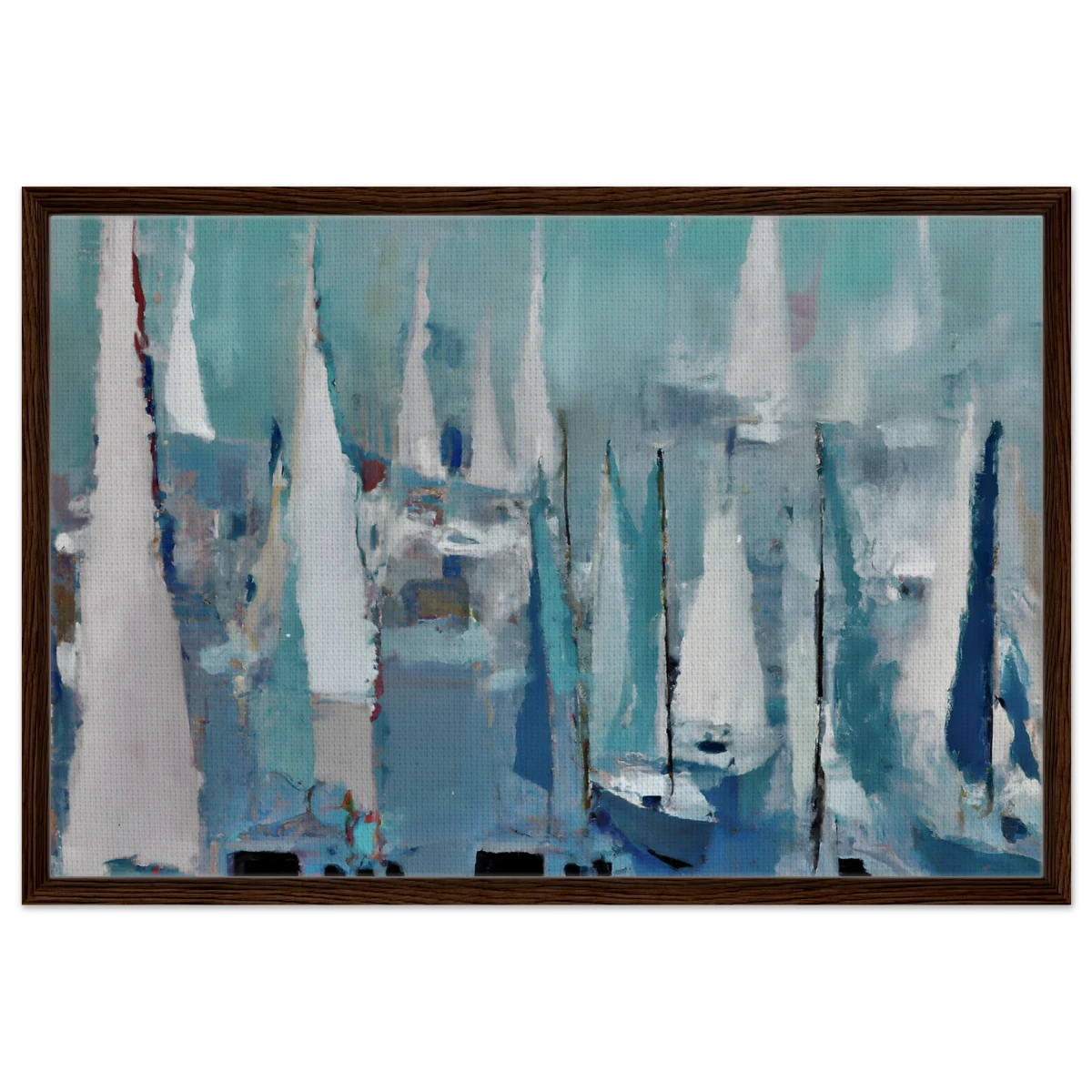 "Sailing Dreams" – An Abstract Nautical Masterpiece | Wall art print - Framed Canvas - 60x90 cm / 24x36″ - Dark wood frame