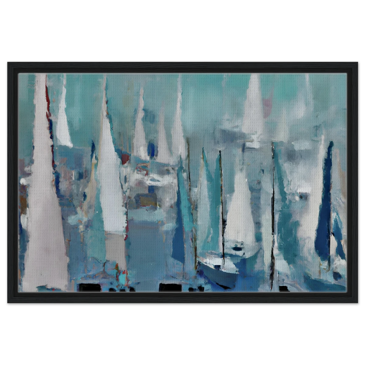 "Sailing Dreams" – An Abstract Nautical Masterpiece | Wall art print - Framed Canvas - 50x75 cm / 20x30″ - Black frame