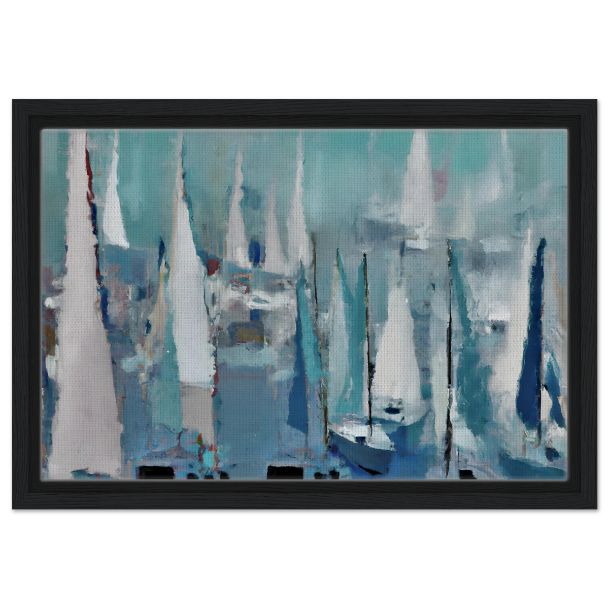 "Sailing Dreams" – An Abstract Nautical Masterpiece | Wall art print - Framed Canvas - 30x45 cm / 12x18″ - Black frame