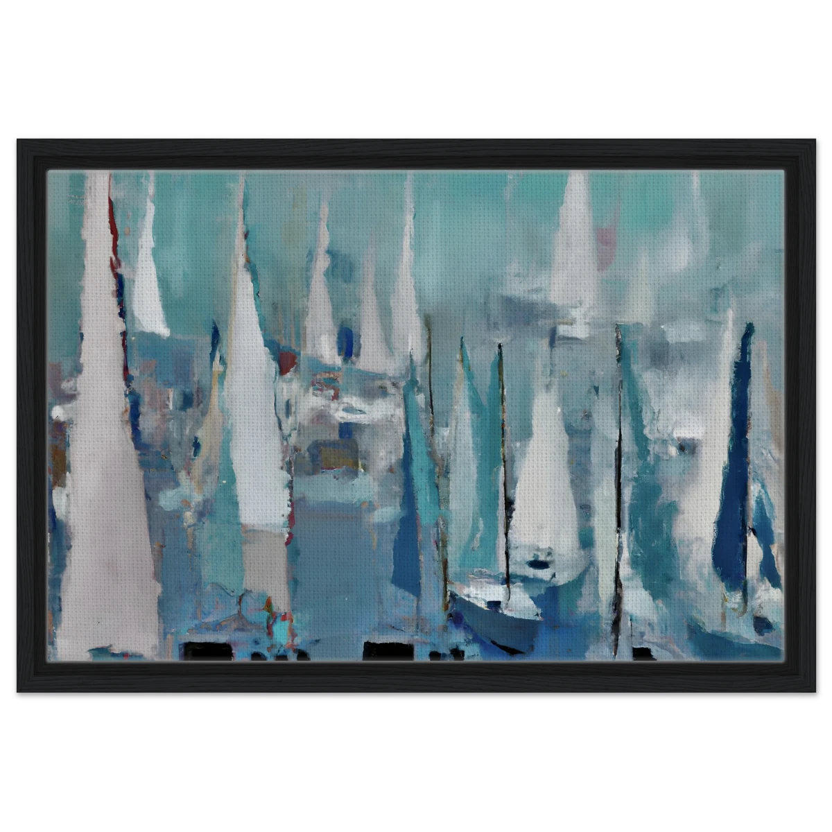 "Sailing Dreams" – An Abstract Nautical Masterpiece | Wall art print - Framed Canvas - 40x60 cm / 16x24″ - Black frame
