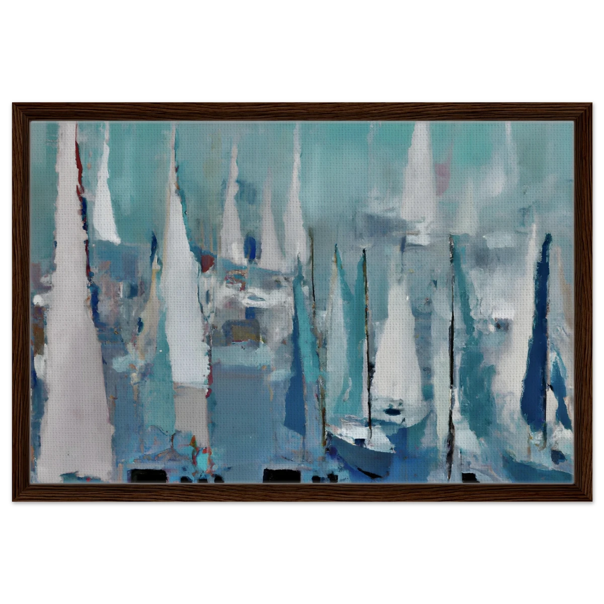 "Sailing Dreams" – An Abstract Nautical Masterpiece | Wall art print - Framed Canvas - 50x75 cm / 20x30″ - Dark wood frame