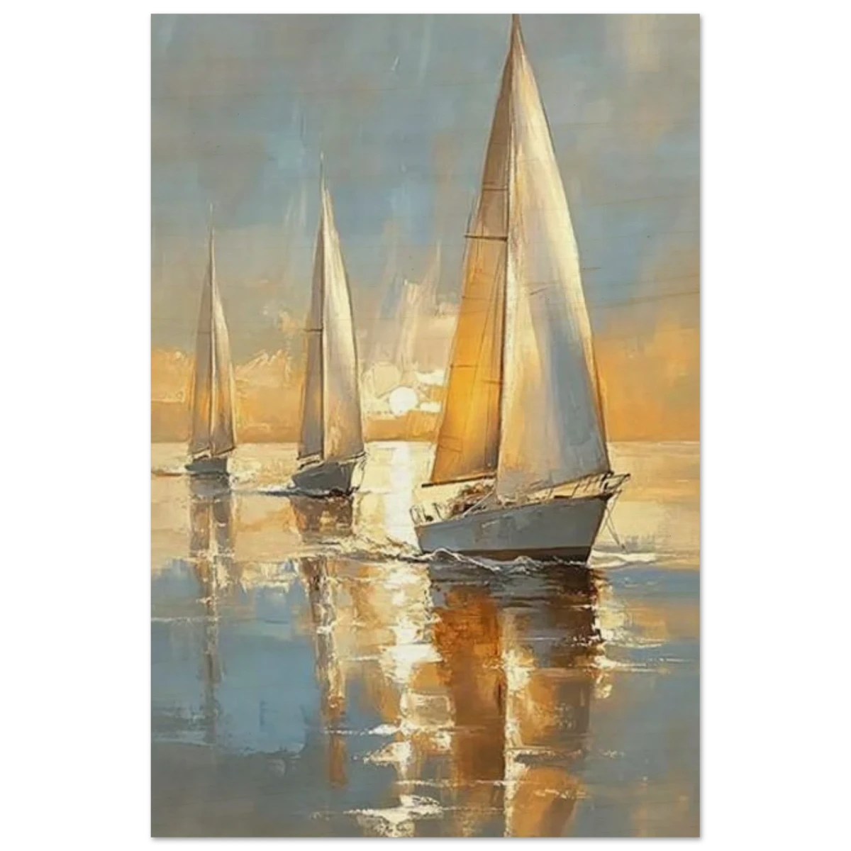 Sailing into the Horizon – A Tranquil Nautical Masterpiece | Wall art Print - Wood Prints - 50x75 cm / 20x30″ -