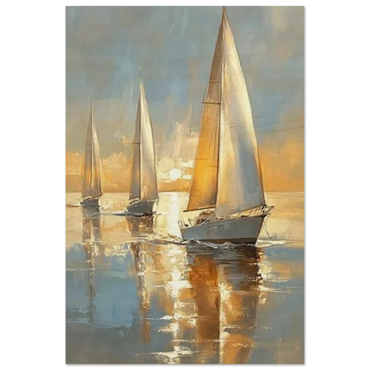 Sailing into the Horizon – A Tranquil Nautical Masterpiece | Wall art Print - Wood Prints - 40x60 cm / 16x24″ -