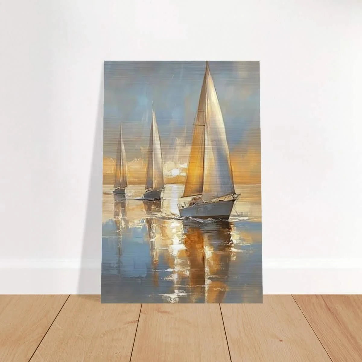 Sailing into the Horizon – A Tranquil Nautical Masterpiece | Wall art Print - Brushed Aluminum Print - 60x90 cm / 24x36″ -