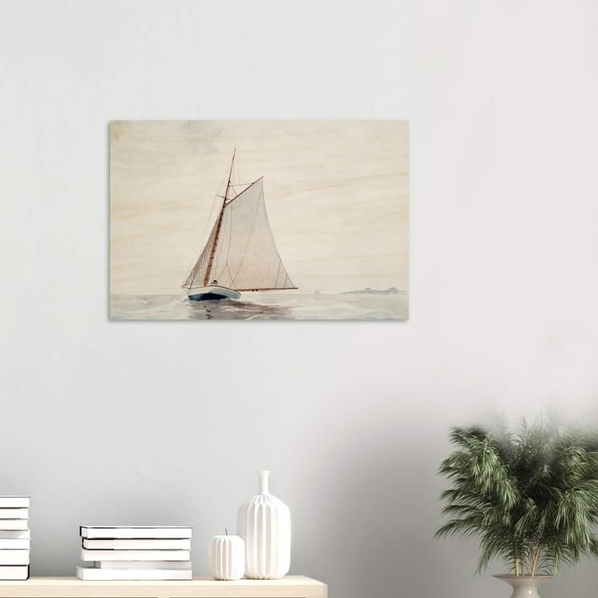 Sailing Off Gloucester by Winslow Homer Cornell - Wood Prints - 50x75 cm / 20x30″ - 20 mm