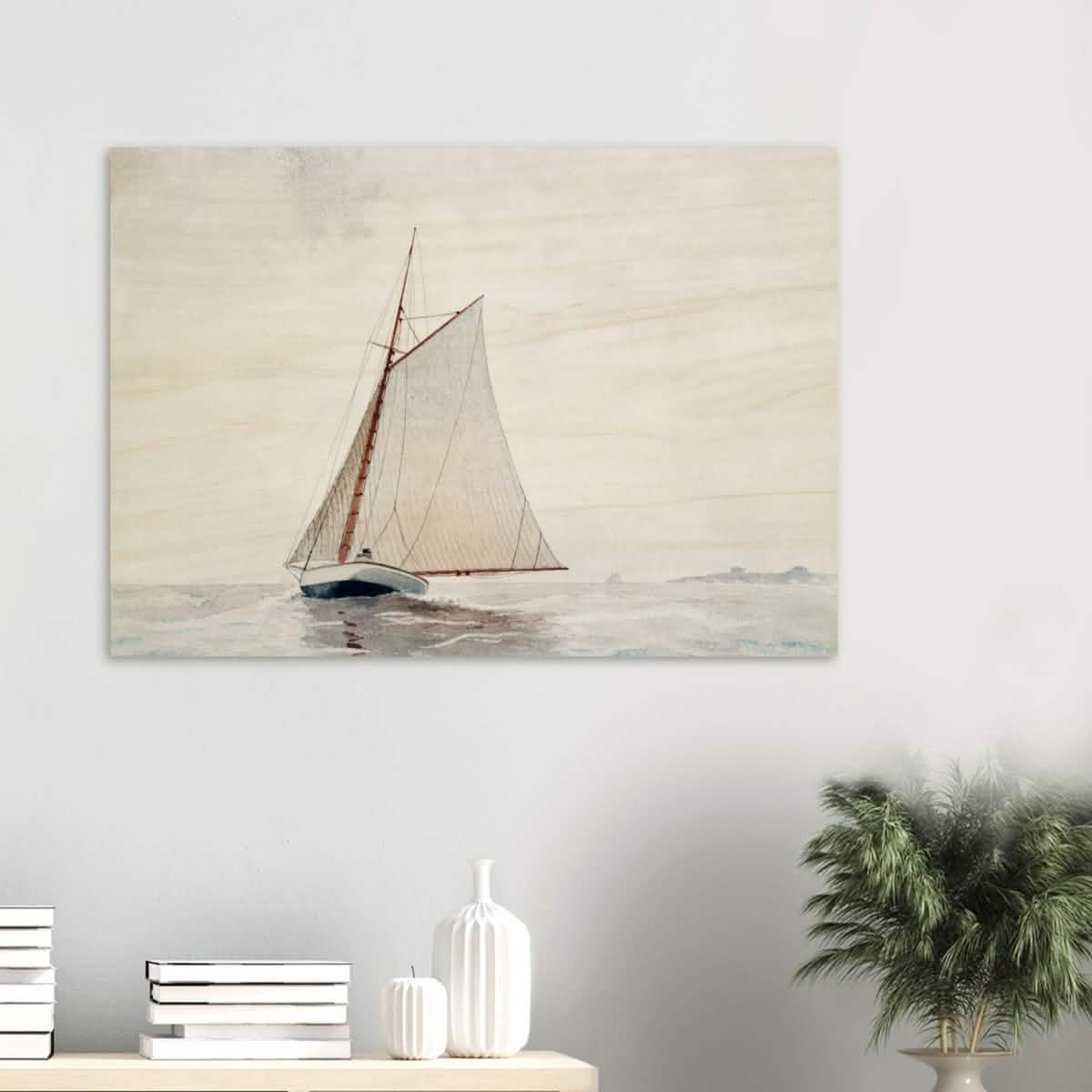 Sailing Off Gloucester by Winslow Homer Cornell - Wood Prints - 70x100 cm / 28x40″ - 10 mm