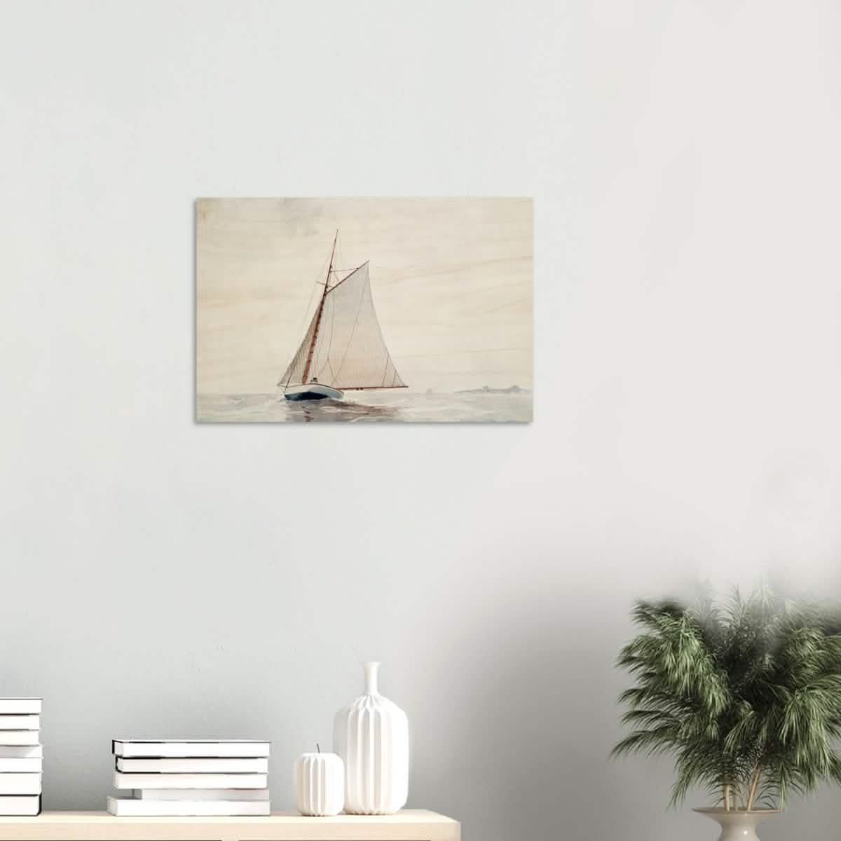 Sailing Off Gloucester by Winslow Homer Cornell - Wood Prints - 40x60 cm / 16x24″ - 20 mm