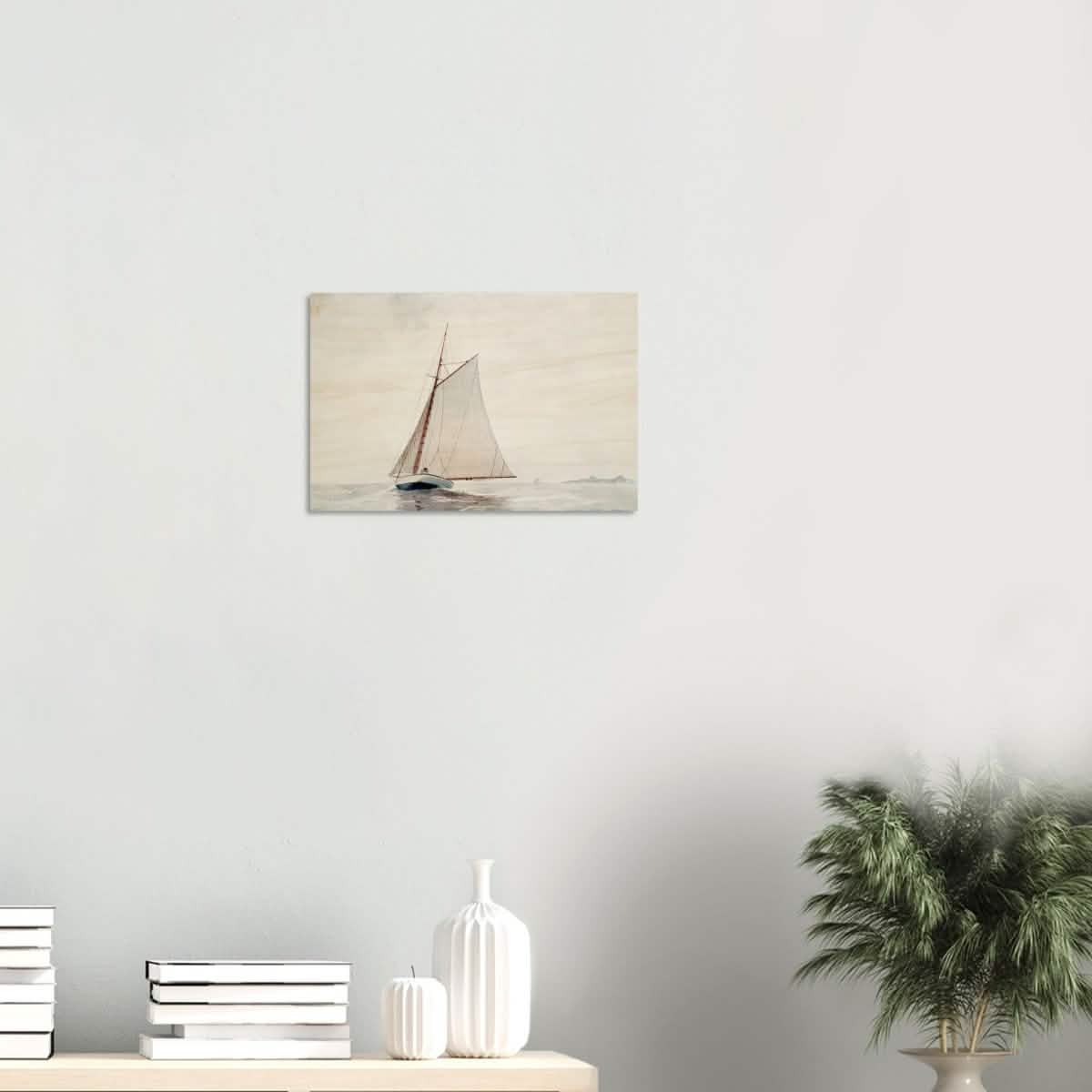 Sailing Off Gloucester by Winslow Homer Cornell - Wood Prints - 30x45 cm / 12x18″ - 10 mm