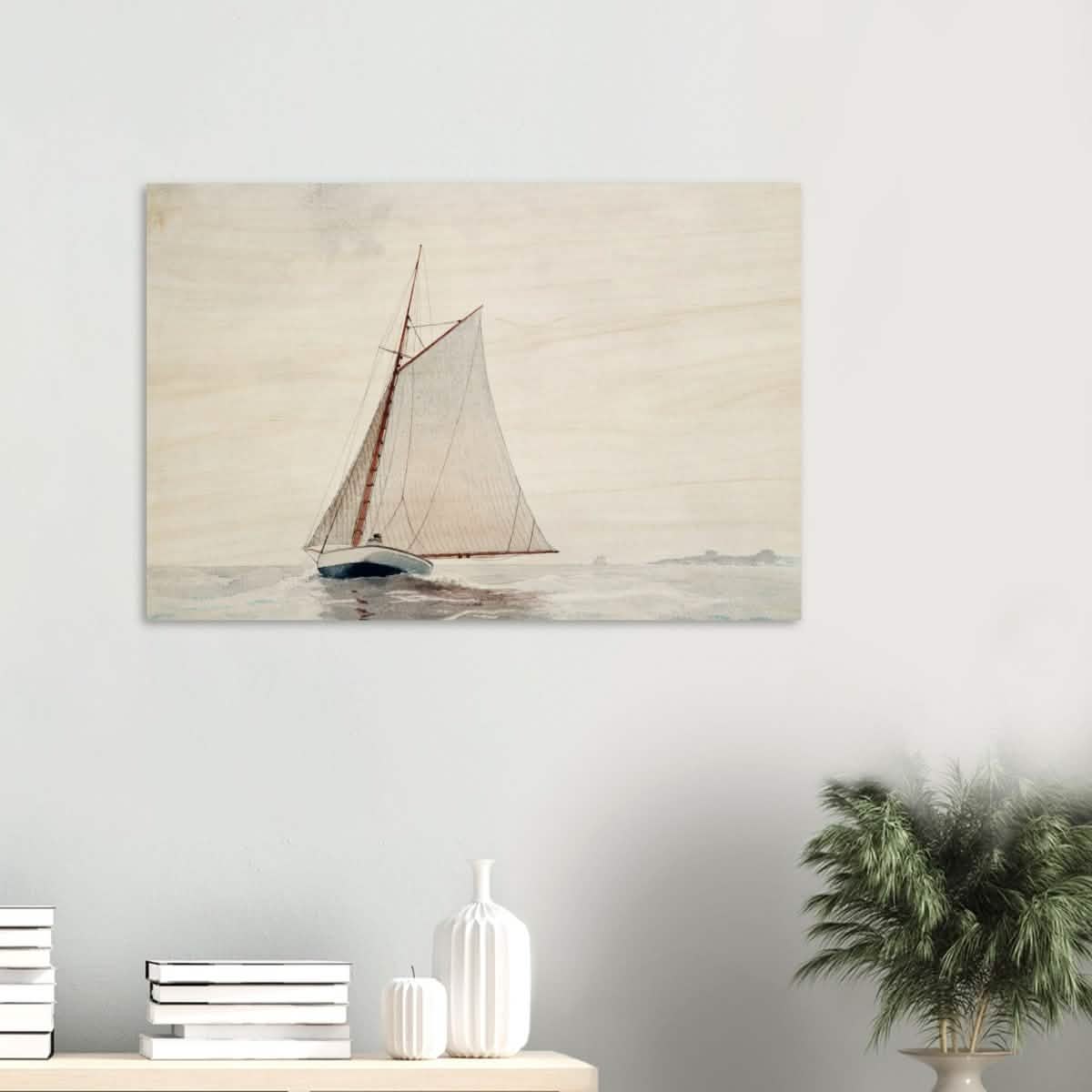 Sailing Off Gloucester by Winslow Homer Cornell - Wood Prints - 60x90 cm / 24x36″ - 10 mm