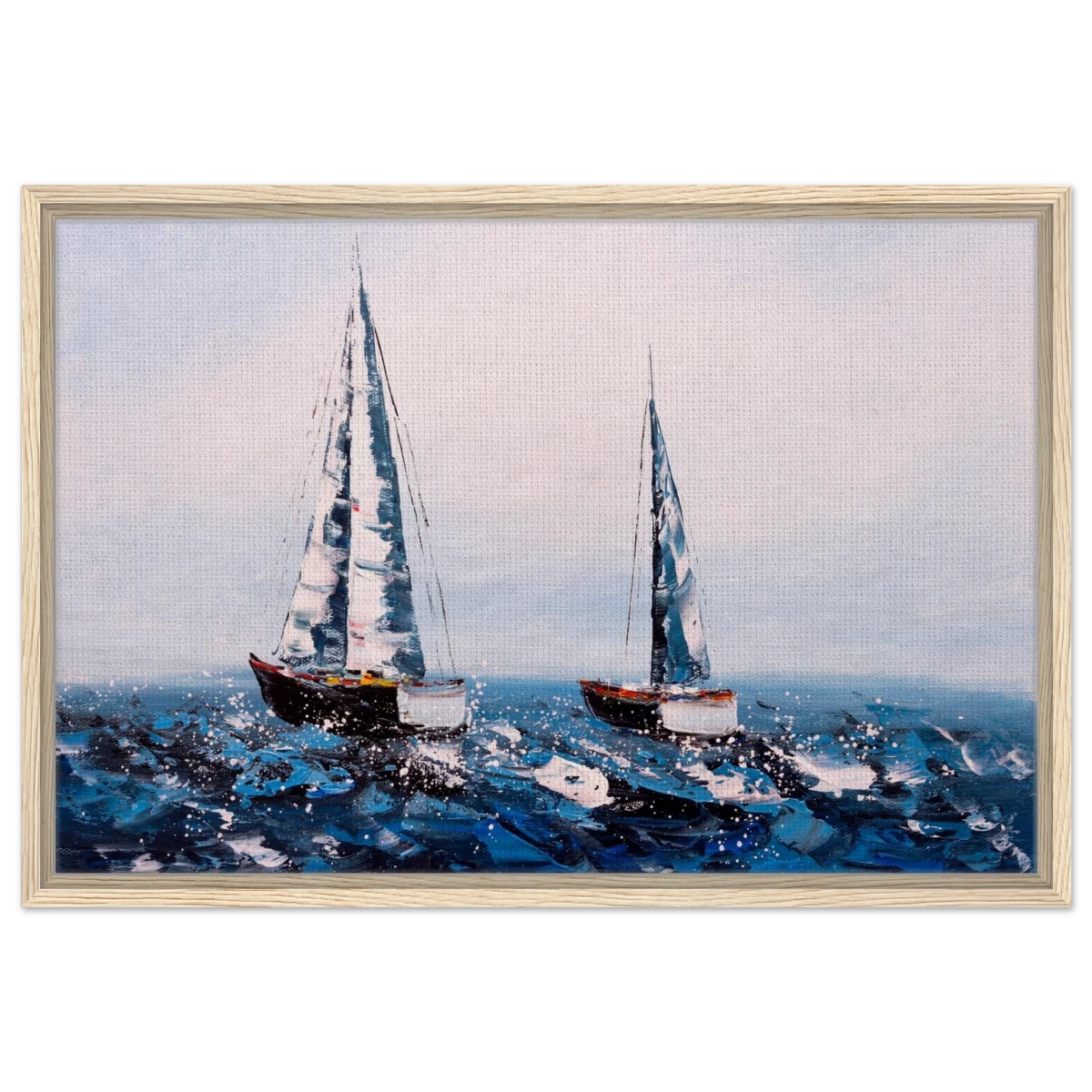 Sailing the Waves – Nautical Seascape Wall Art Print - Framed Canvas - 50x75 cm / 20x30″ - Wood frame