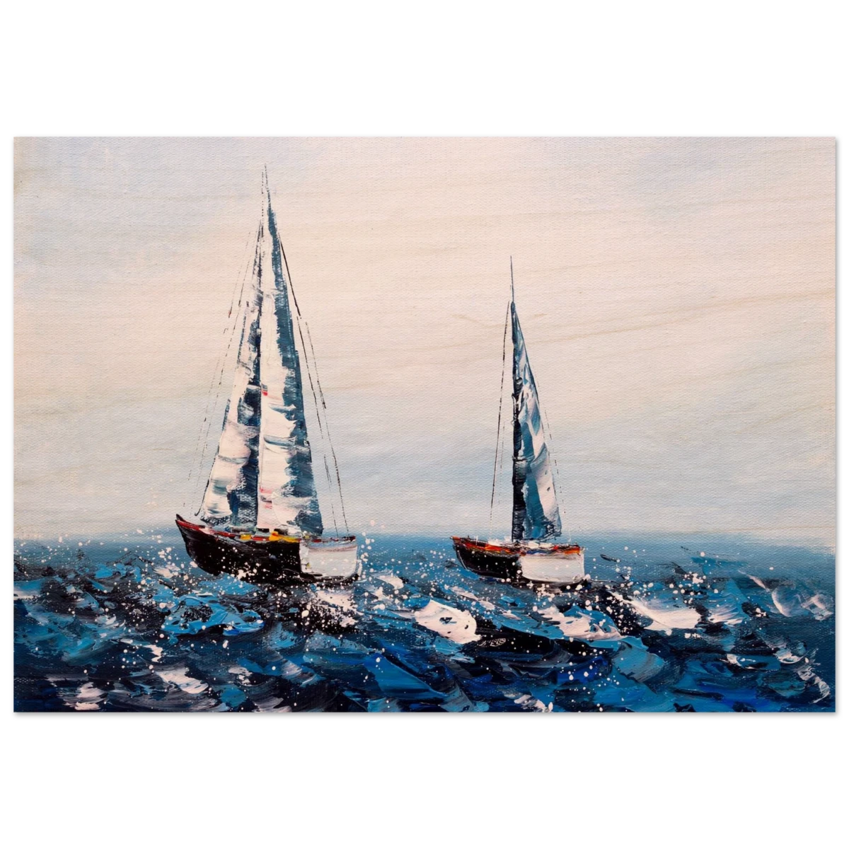 Sailing the Waves – Nautical Seascape Wall Art Print - Wood Prints - 70x100 cm / 28x40″ -