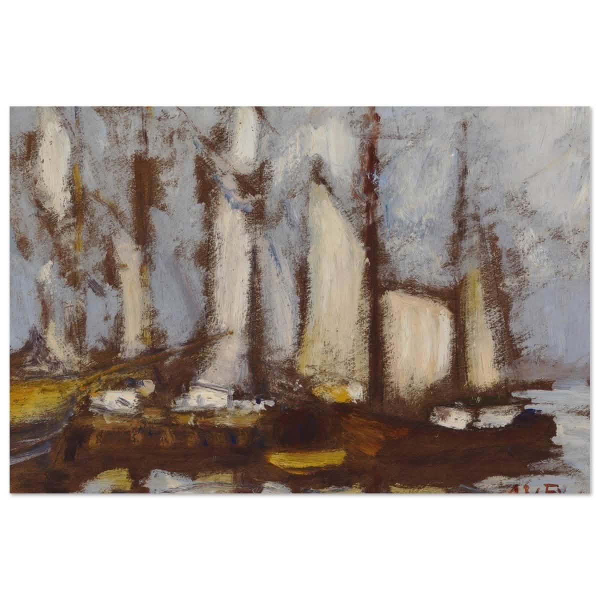 Sailing vessels, 1929, by Alfred William Finch | Vintage wall art print - Aluminum Print - 30x45 cm / 12x18″ -