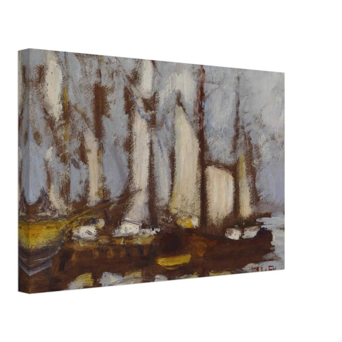 Sailing vessels, 1929, by Alfred William Finch | Vintage wall art print - Canvas - 30x45 cm / 12x18″ -